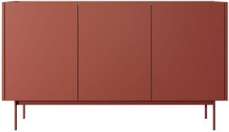 Sideboard Color K-144 Kommode 144x37x83cm Grifflos Keramikrot Eiche Linea