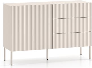 Selsey Derriva - Sideboard mit Schubladen und geriffelten Fronten, hellbeige, 113 cm