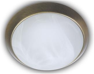Deckenleuchte rund, Glas Alabaster, Dekorring Altmessing, Ø 35cm