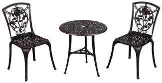 Inko Bistro-Set Rose Alu-Guss Tisch Ø 66 cm Stühle ohne Armlehnen 2 Farben zur Wahl bronze