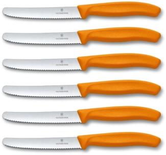 6 Stück Victorinox Tafelmesser Kunststoff, Orange, 14cm