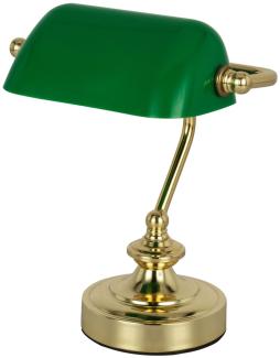 Antike Schreibtischlampe mit grünem Acrylschirm ANTIQUE