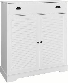 Merax Moderne Sideboard Holzschrank mit 2 Türen, 1 Schublade und Metallgriffen Kommode mit verstellbaren Einlegböden, Ideal - Weiß :B93/H110/T36 cm