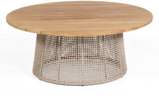 Sonnenpartner Lounge-Tisch Couture Ø 100 cm Teak/Aluminium mit Polyrope white-shell Loungetisch Beis