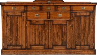 Casa Padrino Luxus Vintage Stil Sideboard mit 4 Türen und 7 Schubladen Braun 184 x 46 x H. 107,5 cm - Massivholz Schrank - Vintage Stil Möbel - Luxus Möbel - Massivholz Möbel