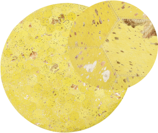 Teppich Kuhfell gelb ⌀ 140 cm Patchwork Kurzflor ZEYTIN