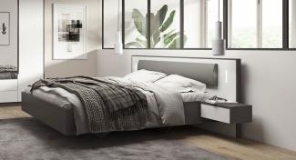 Doppelbett Sendai Futonbett 160x200cm graphit weiß mit Nachtkonsolen