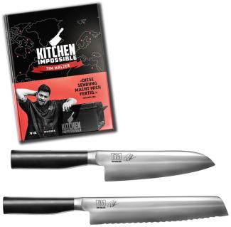 Monster-Set 3-tlg. Tim Mälzer Kochbuch und zwei Kamagata Messer KAI Küchenmesser, Handpflege