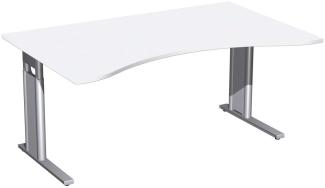 Schreibtisch 'C Fuß Pro' Ergonomieform, höhenverstellbar, 160x100cm, Weiß / Silber