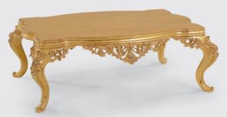 Casa Padrino Luxus Barock Couchtisch Gold 120 x 90 x H. 46 cm - Handgefertigter Massivholz Wohnzimmertisch im Barockstil - Prunkvolle Barock Möbel
