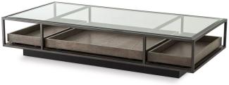Casa Padrino Luxus Couchtisch Bronzefarben / Grau 180 x 90 x H. 37 cm - Rechteckiger Wohnzimmertisch mit Glasplatte - Wohnzimmer Möbel - Luxus Möbel