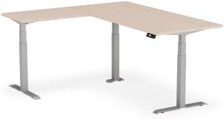 elektrisch höhenverstellbarer Schreibtisch L-SHAPE 200 x 170 x 60 - 90 cm - Gestell Grau, Platte Eiche