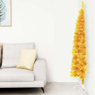 Künstlicher Halb-Weihnachtsbaum mit Ständer Schlank Gold 120 cm