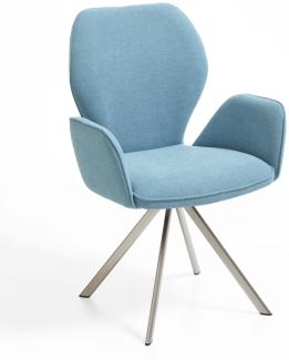 Niehoff Sitzmöbel Colorado Trend-Line Design-Armlehnenstuhl Edelstahlgestell - Webstoff Malea-R eisblau