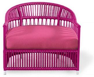 Casa Padrino Luxus Sessel Pink 86 x 98 x H. 76 cm - Handgewebter Wetterbeständiger Sessel - Hotel Pool Sessel Möbel - Luxus Qualität