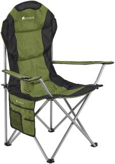 Juskys Campingstuhl Lido mit Getränkehalter & Tasche - Camping Klappstuhl gepolstert - Faltstuhl Angelstuhl Strandstuhl Chair - Stuhl Grün