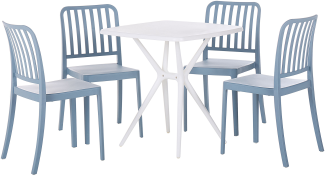 Gartenmöbel Set Kunststoff blau weiß 4-Sitzer SERSALE