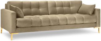 Micadoni 4-Sitzer Samtstoff Sofa Mamaia | Bezug Beige | Beinfarbe Gold Metal