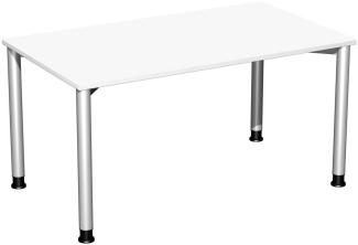 Schreibtisch '4 Fuß Flex' höhenverstellbar, 140x80cm, Weiß / Silber