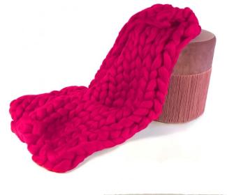 Wolldecke Cosima Chunky Knit, berry, Größe S (80 x 130 cm)