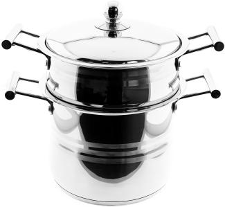 Sunay Couscous Pot aus Edelstahl Kochtopf mit Siebeinsatz in Silber 8L