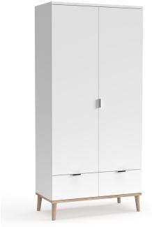 Homestyle4u Kleiderschrank, Holz Weiß, 180 cm
