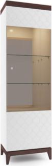 Casa Padrino Luxus Vitrinenschrank Weiß / Hochglanz Braun 61 x 45 x H. 205 cm - Beleuchteter Wohnzimmerschrank mit 2 Glasregalen - Wohnzimmermöbel