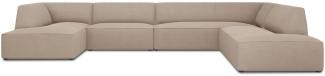 Micadoni 7-Sitzer Panorama Ecke rechts Sofa Ruby | Bezug Dark Beige | Beinfarbe Black Plastic