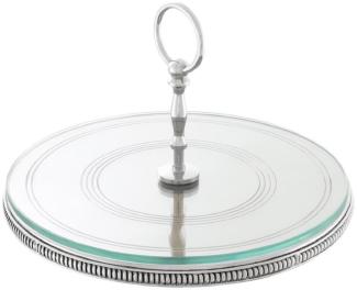 Casa Padrino Luxus Kuchen Servierplatte mit Tragegriff Silber Ø 29 x H. 18,5 cm - Luxus Etagere 1-Stufig