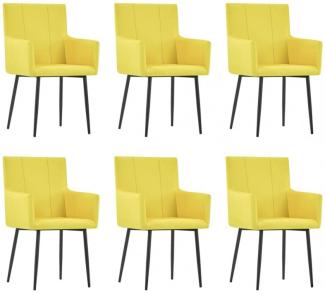 vidaXL Esszimmerstühle mit Armlehnen 6 Stk. Gelb Stoff [279707]