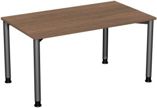 Schreibtisch '4 Fuß Flex' höhenverstellbar, 140x80cm, Nussbaum / Anthrazit