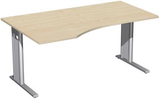 PC-Schreibtisch 'C Fuß Pro' links, feste Höhe 160x100x72cm, Ahorn / Silber