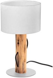 Nino Leuchten Tischleuchte Tischlampe Holz Textilschirm Weiß Schalter 50210146