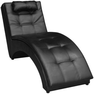 vidaXL Chaiselongue mit Kissen Schwarz Kunstleder