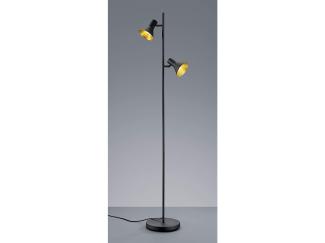 LED Stehleuchte Metall Schwarz/Gold 2 Spots schwenkbar - 144cm hoch