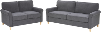 Sofa Set Samtstoff grau 5-Sitzer RONNEBY