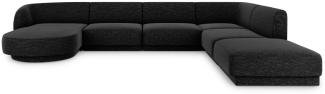 Micadoni 6-Sitzer Panorama Ecke rechts Sofa Miley | Bezug Black | Beinfarbe Black Plastic