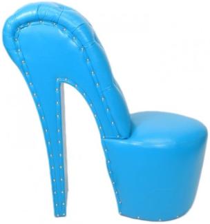 Casa Padrino High Heel Sessel mit Dekosteinen Hellblau Luxus Design - Designer Sessel - Club Möbel - Schuh Stuhl Sessel