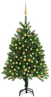 vidaXL Künstlicher Weihnachtsbaum mit LEDs & Kugeln 120 cm Grün, Mit Beleuchtung [3077553]