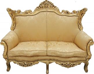 Casa Padrino Barock 2er Sofa Master Gold Blumen Muster/ Gold 2Mod - Wohnzimmer Couch Möbel Lounge