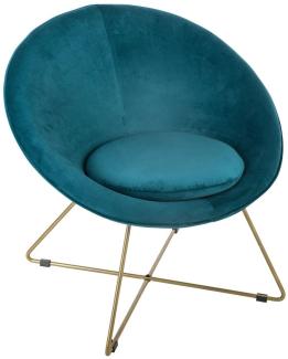 Sessel, Velours, Marineblau, Metallfüße, goldfarben, ausgefallenes Möbelstück