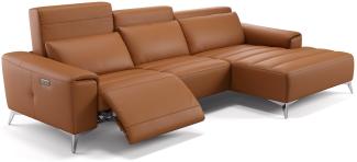 Sofanella Eckcouch BELLA Leder Wohnlandschaft Sofa in Cognac S: 253 x 163 Breite x 100 Tiefe