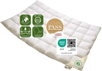 Vitaschlaf® Bio-Luxe-KBA TESTSIEGER W3 - Sommer Organic 100% GÄNSE Daunendecke Deutsche Qualität Downpass (220 x 240 cm)