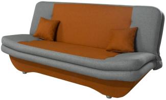 Klick-klack-Sofa Schlafsofa KANDY in Stoff Orange-Grau