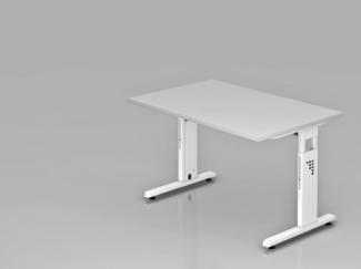 Schreibtisch OS12 C-Fuß 120x80cm Grau Gestellfarbe: Weiß