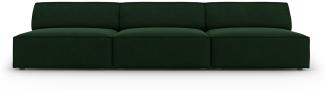 Micadoni 3-Sitzer Samtstoff Sofa Jodie | Bezug Bottle Green | Beinfarbe Black Plastic