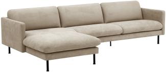 Longchair links mit Sofa 2,5-Sitzer rechts Kalia Bezug Flachgewebe Metall schwarz / beige 23238