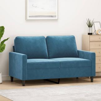 2-Sitzer-Sofa Blau 120 cm Samt (Farbe: Blau)