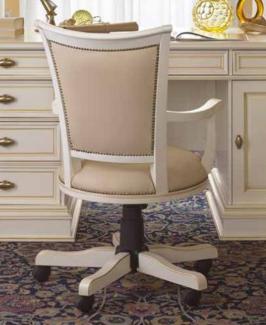 Casa Padrino Luxus Bürostuhl Beige / Antik Creme / Schwarz - Höhenverstellbarer Schreibtischstuhl - Drehstuhl mit edlem Kunstleder - Luxus Büro Möbel - Luxus Qualität - Made in Italy