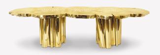 Casa Padrino Luxus Esstisch Gold 230 x 133 x H. 76 cm - Moderner massiver Metall Küchentisch - Luxus Esszimmer Möbel - Luxus Qualität